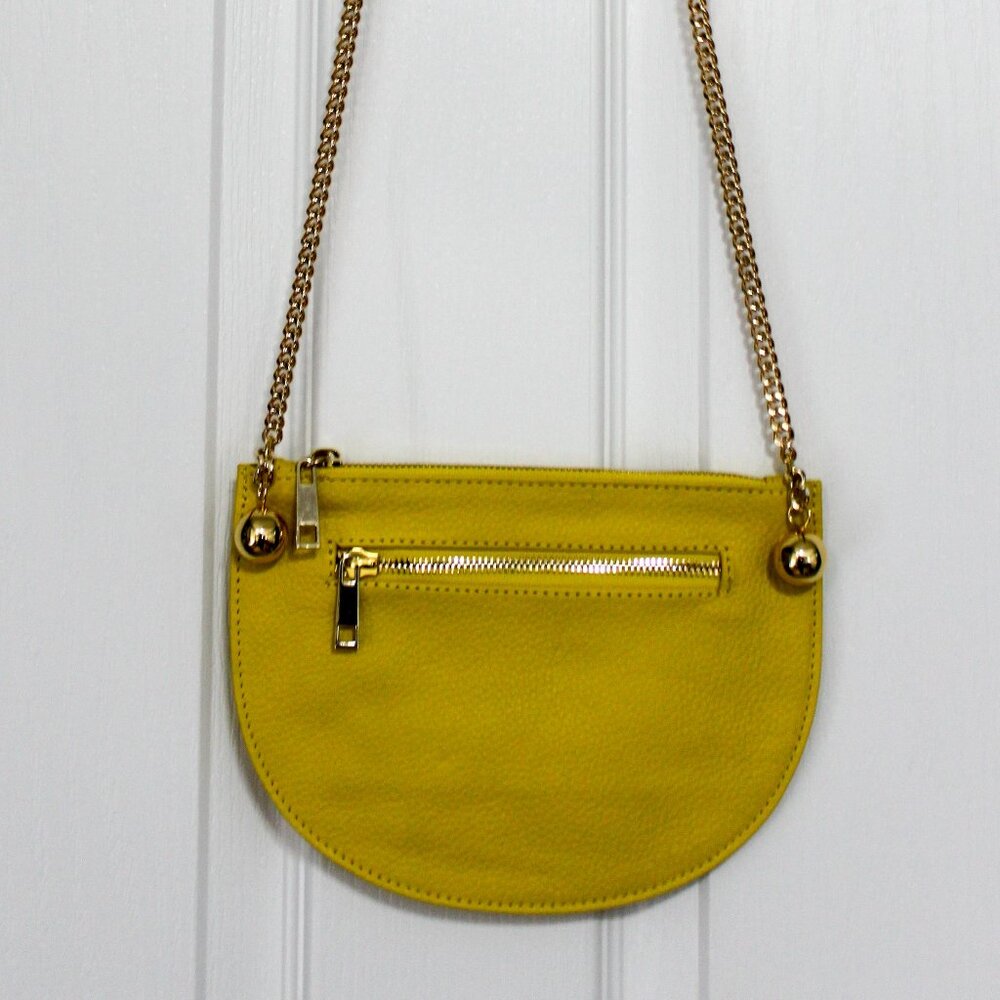 Onna Ehrlich M Sunny Yellow Pebbled Leather Mini Purse - Gold Chain - EUC